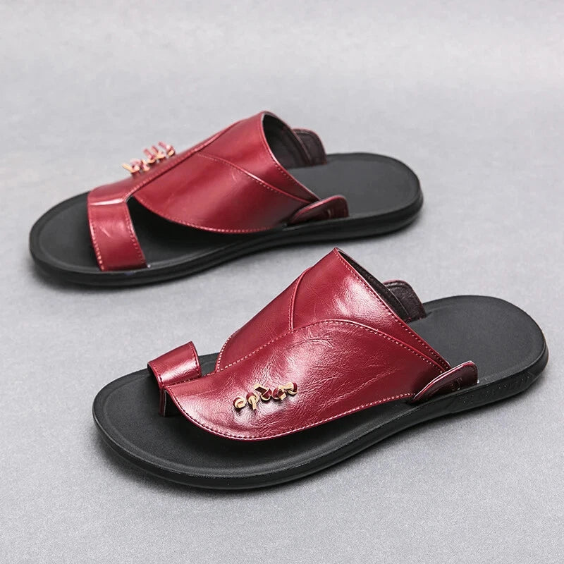 Summer Business Men's Leather Sandals Slippers Formal Outdoor Beach Shoes