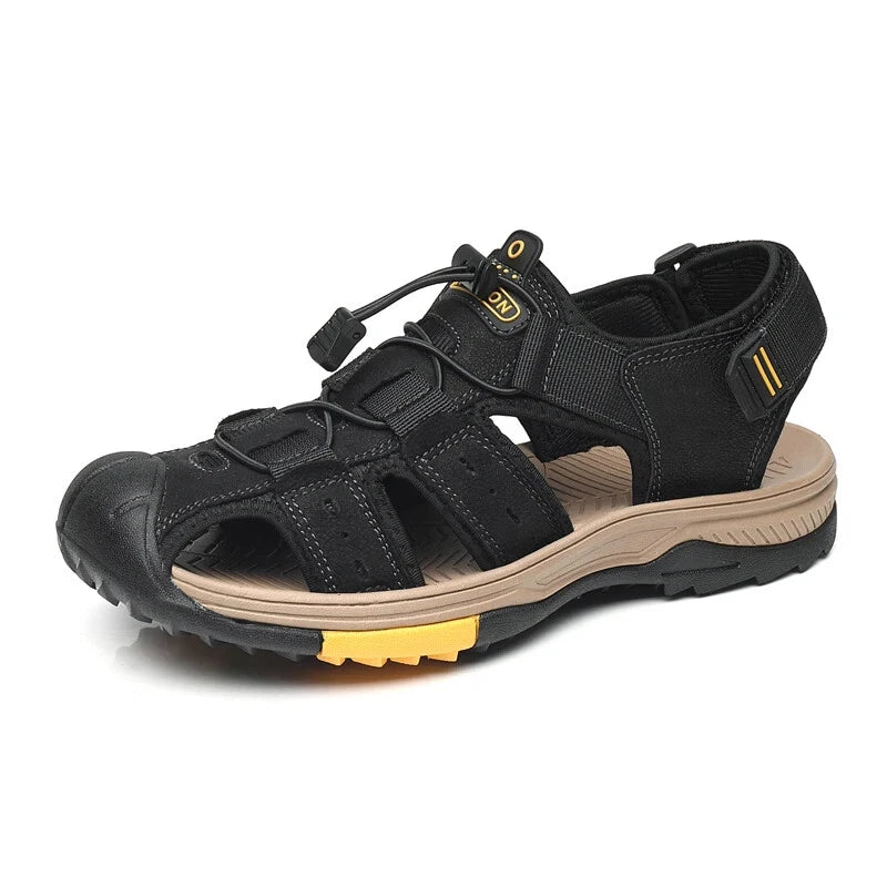 Summer Beach Men's Sandals Leather Outdoor Non-slip Wading Shoes Casual Slippers