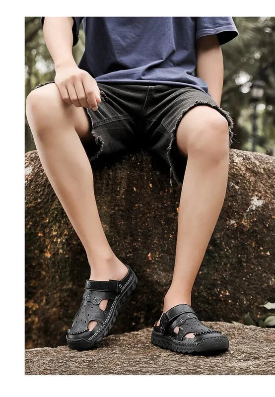 38-48 Plus Size Mens Closed Toe Hollow Out Slingback Sandals Beach Slipper Shoes