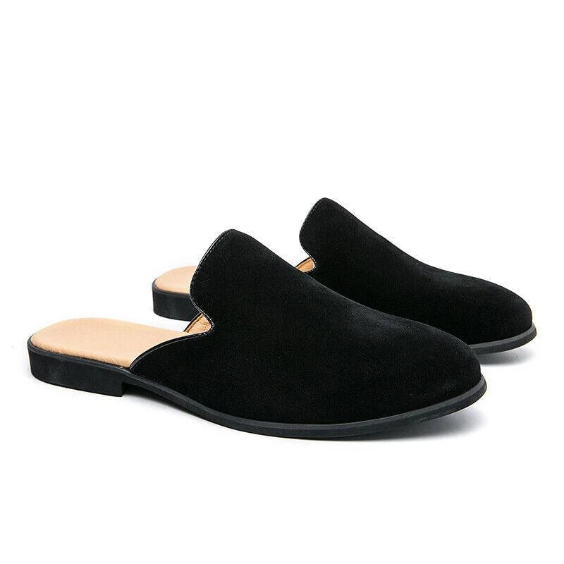 Mens Faux Suede Moccasin Casual Mules Loafers Round Toe Slip On Leisure Slippers