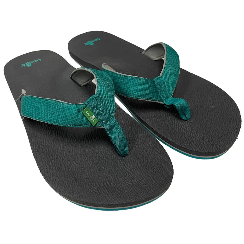 Sanuk Flip Flops Mens 14 Teal Gray Comfort Sandals Off The Grid Yoga Mat Slipper
