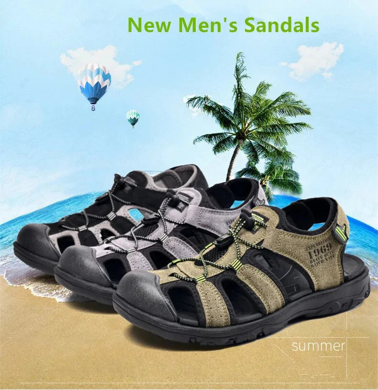 Male Casual Outdoor Sandals Summer Breathable Flat Beach Shoes Comfort Slippers