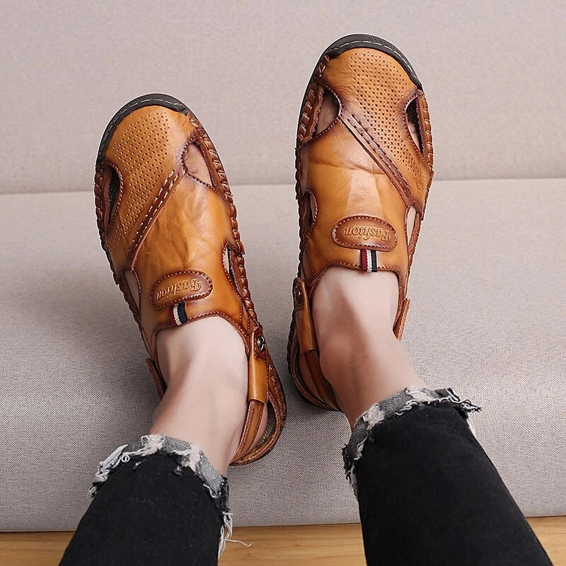 Summer Men's Leather Sandals Water Shoes Casual Fisherman Beach Slippers Driving