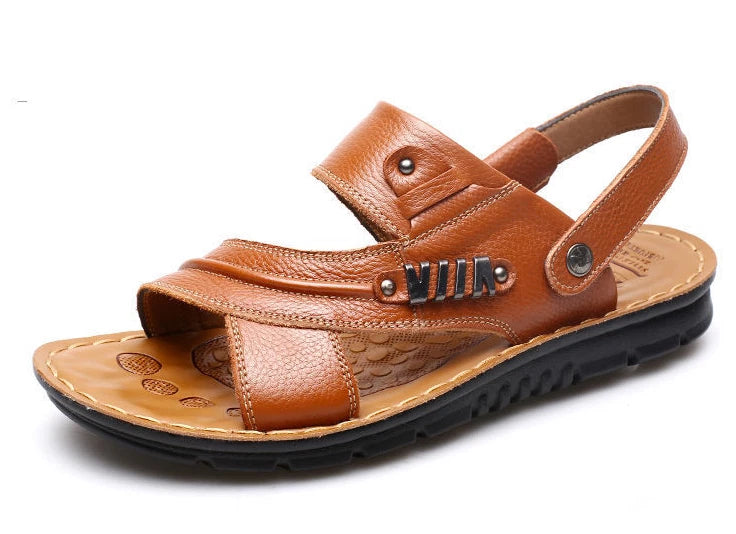 Men's slip on leather beach sport shoes comfort sandals slipper sneaker shoes