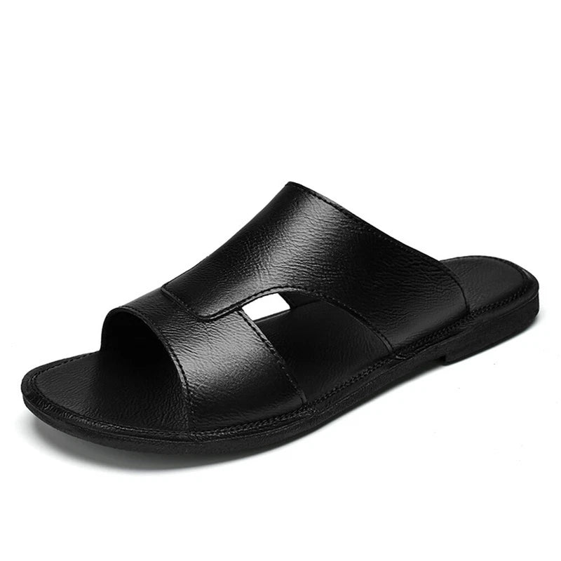 Men's Leather Summer Beach Casual Sandals Slippers