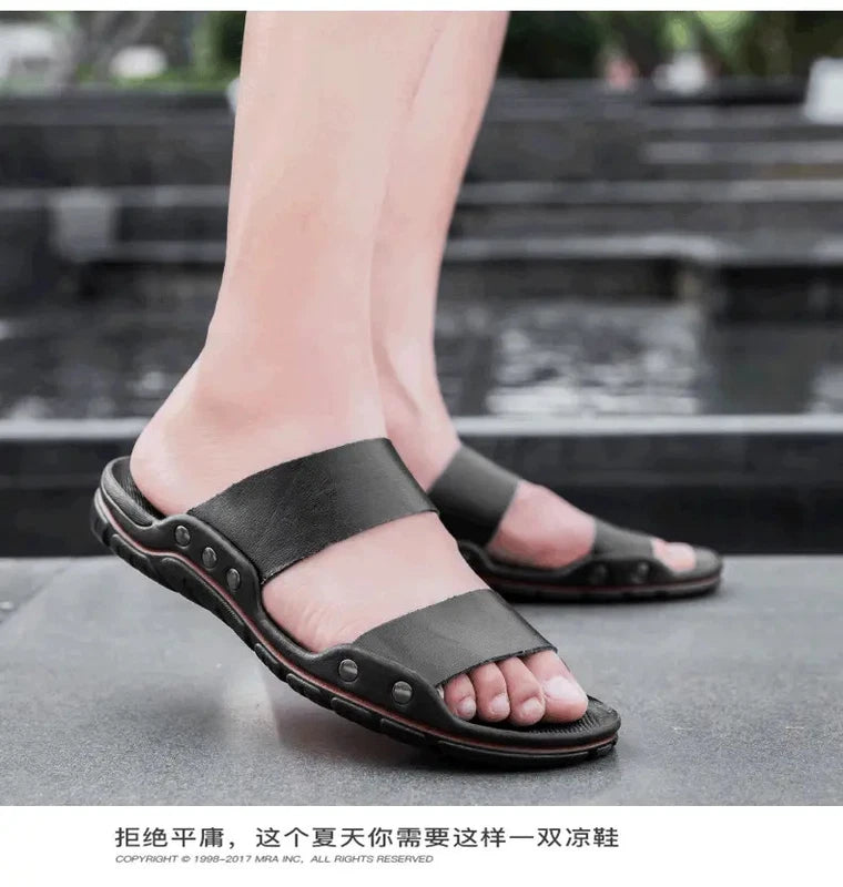 38-48 Sz Mens Open Toe Slip on Slippers Sandals Beach Holiday Summer Flats Shoes