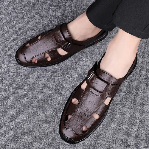 Men's Leather Sandals Beach Shoes Sports Leisure Sandals Outdoor Men's Slippers