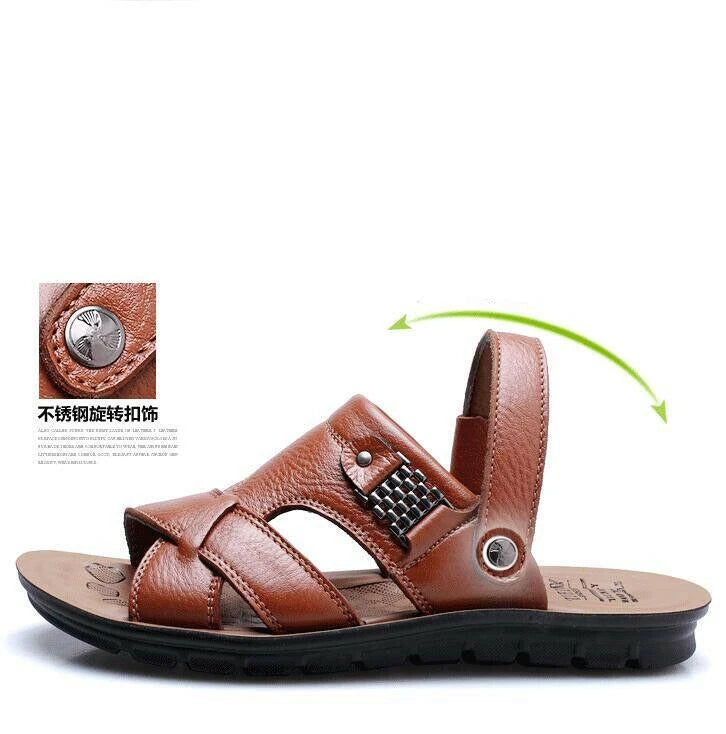 Men's Faux Leather  Sandals Peep Toe Slippers Casual Shoes Plus Sz