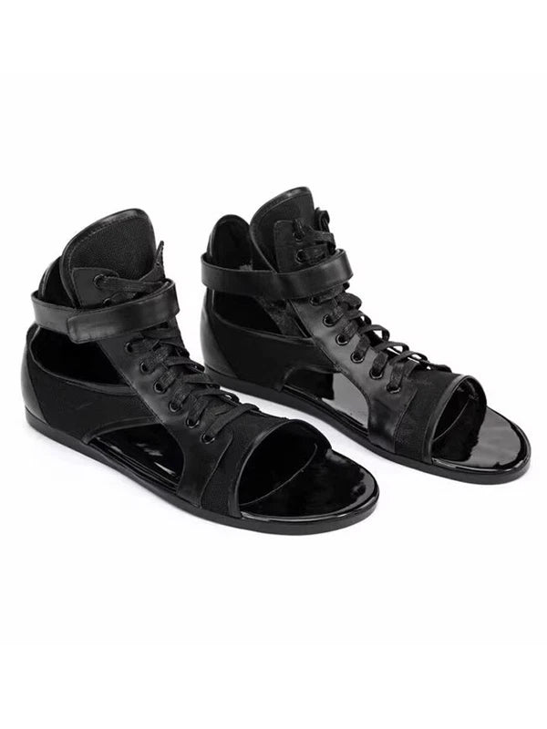 Menscatwalk Fashion Lace-up Comfortable  Beach Sandals British Roman Shoes Sz