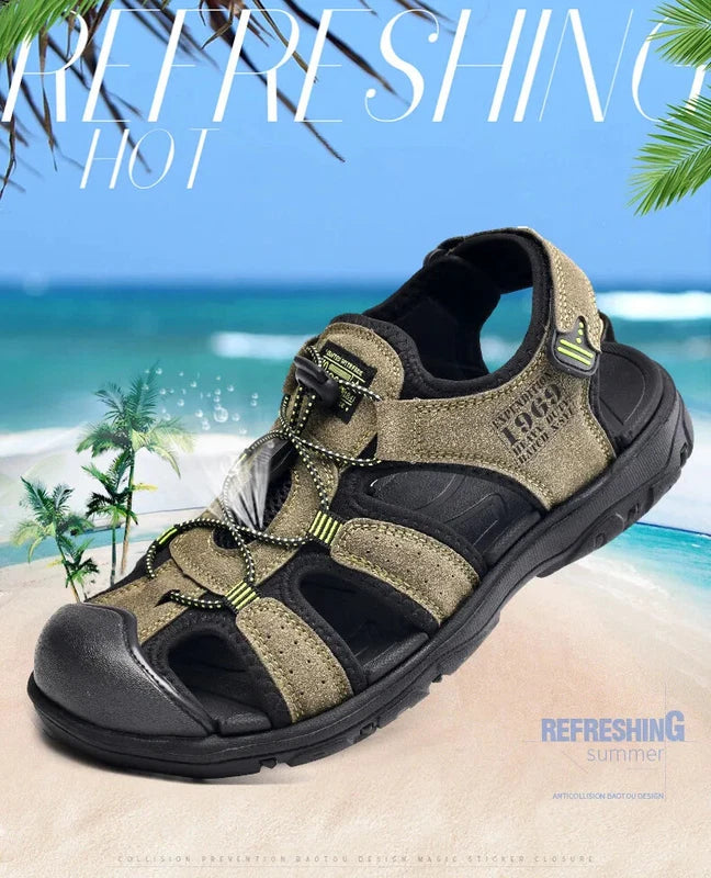 Male Casual Outdoor Sandals Summer Breathable Flat Beach Shoes Comfort Slippers