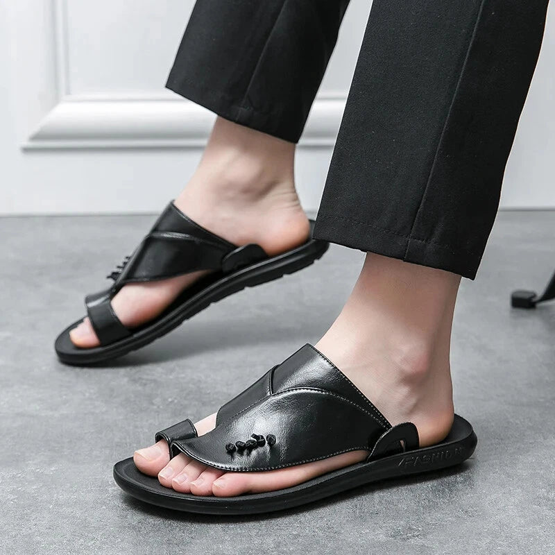 Summer Business Men's Leather Sandals Slippers Formal Outdoor Beach Shoes