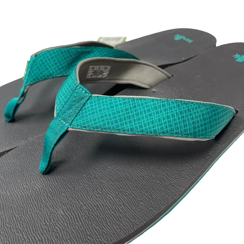 Sanuk Flip Flops Mens 14 Teal Gray Comfort Sandals Off The Grid Yoga Mat Slipper