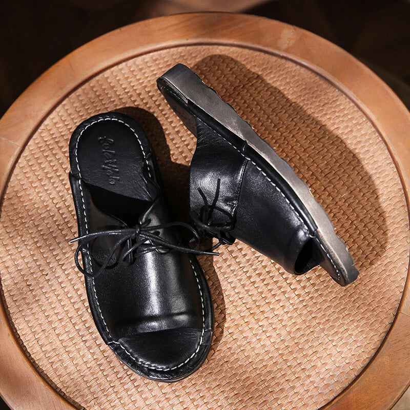 Retro Mens Handmade Real Leather Open Toe Sandal Slippers Shoes Beach Holiday sz