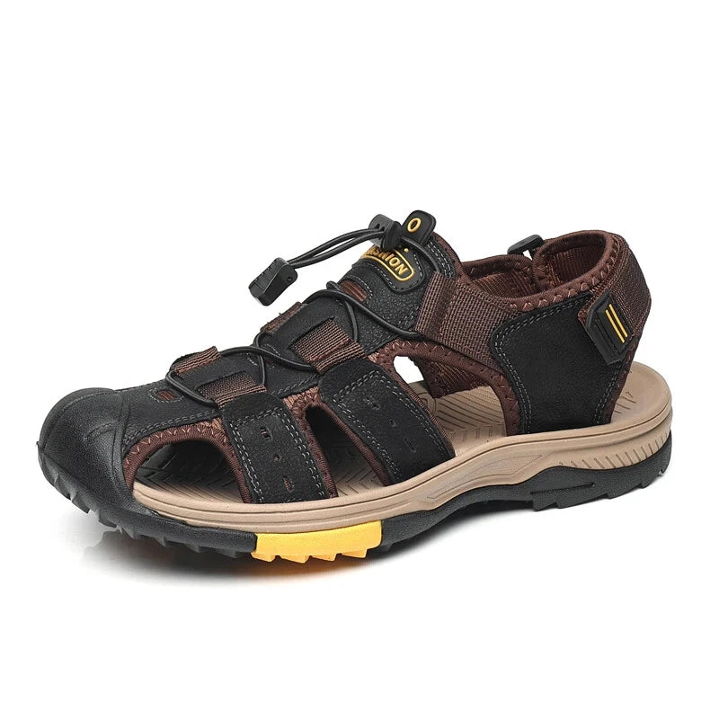 Summer Beach Men's Sandals Leather Outdoor Non-slip Wading Shoes Casual Slippers