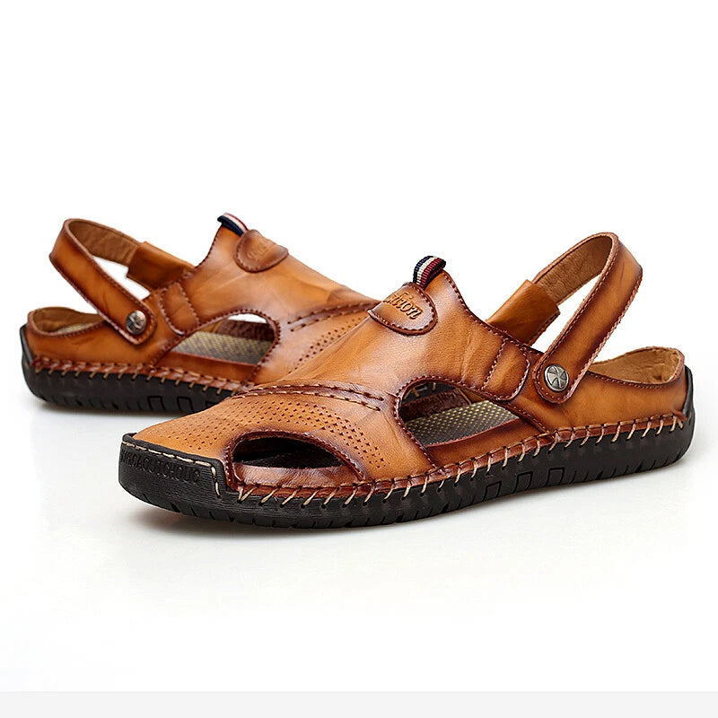 Summer Men's Leather Sandals Water Shoes Casual Fisherman Beach Slippers Driving