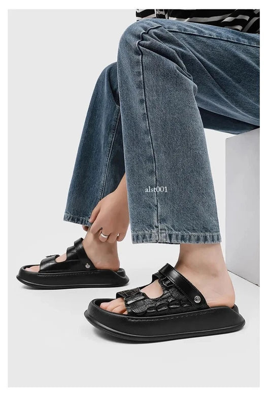Mens Thick Soled Sandals Slipper Open Toe Outdoor Fashion Summer Slingback Beach