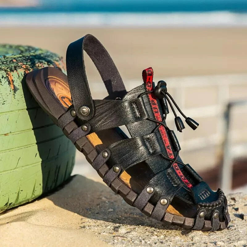 Genuine Leather Summer Sandals Men's Beach Wading Shoes Outdoor Casual Sandals