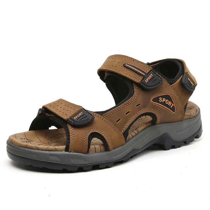 Summer Men's Shoes Soft Breathable Sandals Leather Outdoor Beach Comfy Slippers