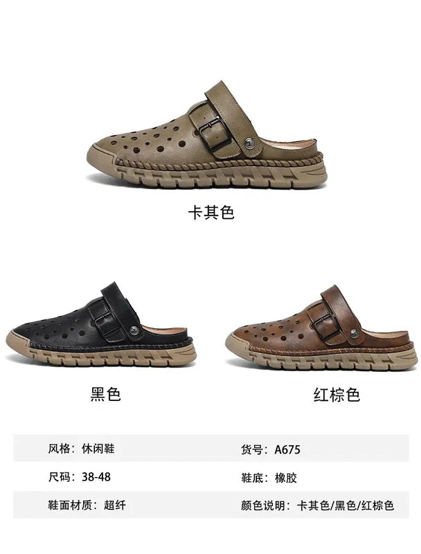 38-46 Plus Size Mens Closed Toe Hollow Out Sandals Summer Holiday Beach Slippers