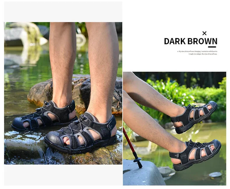 Male Casual Outdoor Sandals Summer Breathable Flat Beach Shoes Comfort Slippers