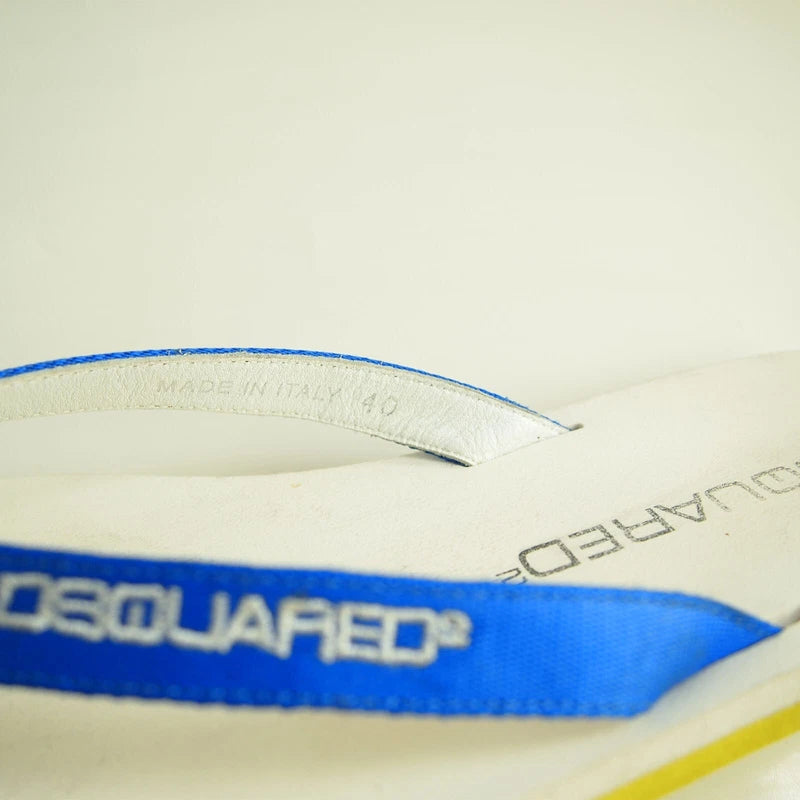 Dsquared2 Thong Slides Sandals Blue Leather Mens Shoe Size US 7 EU 40