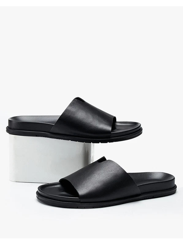 Mens Open Toe Real Leather Sandals Slipper Outdoor Beach Holiday Shoes Summer Sz