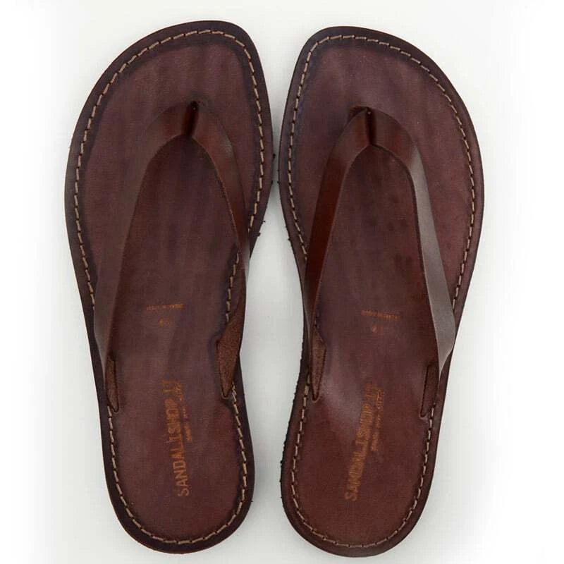 Made in Italy | Men's Leather Flat Sandals Handmade Maldives Sea