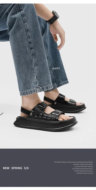 Mens Thick Soled Sandals Slipper Open Toe Outdoor Fashion Summer Slingback Beach