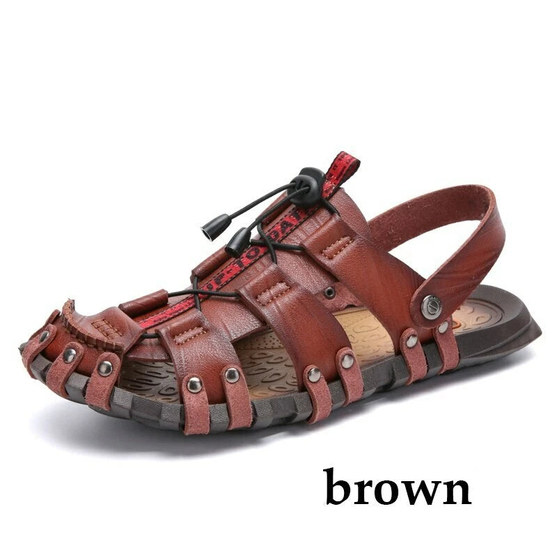 Genuine Leather Summer Sandals Men's Beach Wading Shoes Outdoor Casual Sandals