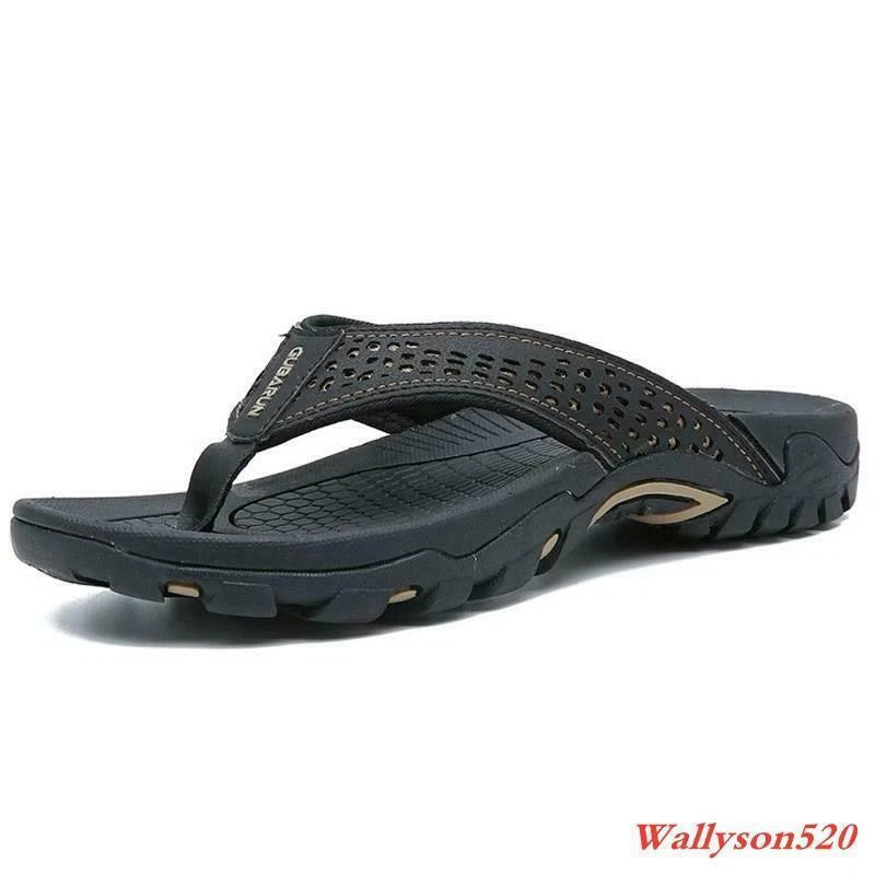 New Mens Flip Flops PU Leather Slippers Beach Sandals Comfort Casual Shoes Size