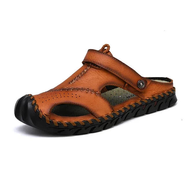 Leather Men's Sandals Summer Beach Slippers Casual Outdoor Shoes Big Size 13