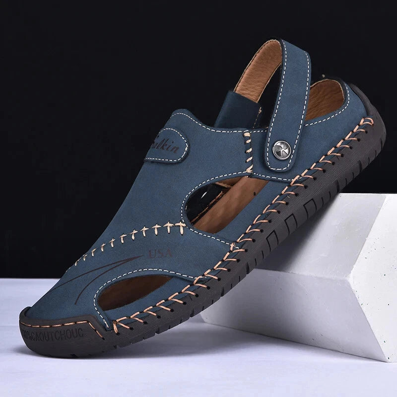 Men Casual Shoes Hollow Breathable Sandals Slip On Flats Slippers Beach Shoes