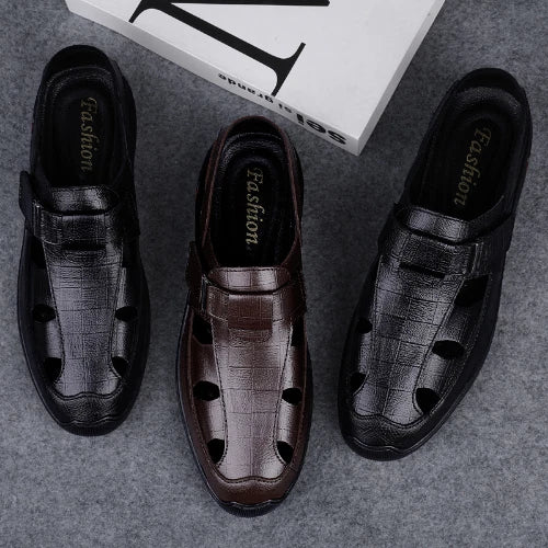 Men's Leather Sandals Beach Shoes Sports Leisure Sandals Outdoor Men's Slippers