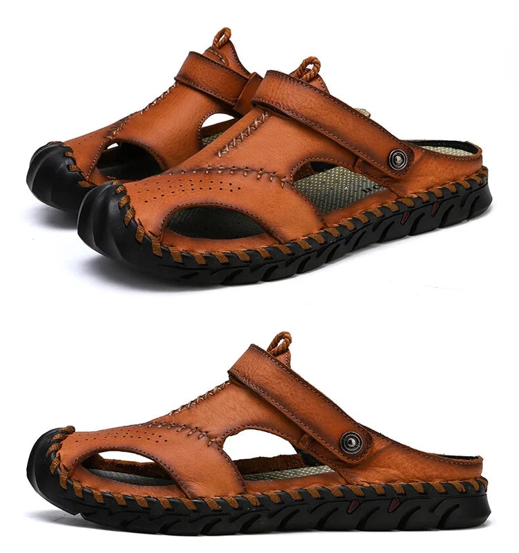Leather Men's Sandals Summer Beach Slippers Casual Outdoor Shoes Big Size 13