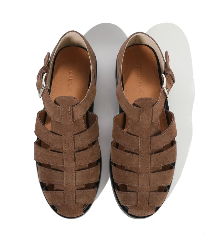 Firenze Atelier Men's Brown Suede Summer Closed Toe Fisherman Sandals Slippers
