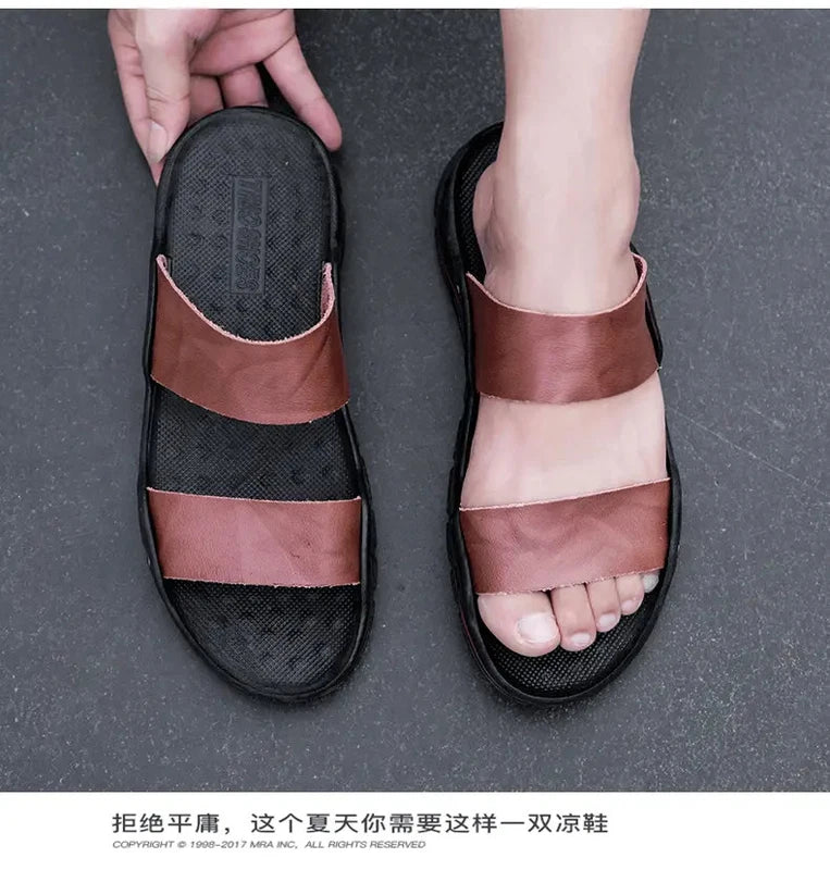 38-48 Sz Mens Open Toe Slip on Slippers Sandals Beach Holiday Summer Flats Shoes