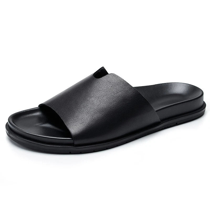 Mens Open Toe Real Leather Sandals Slipper Outdoor Beach Holiday Shoes Summer Sz