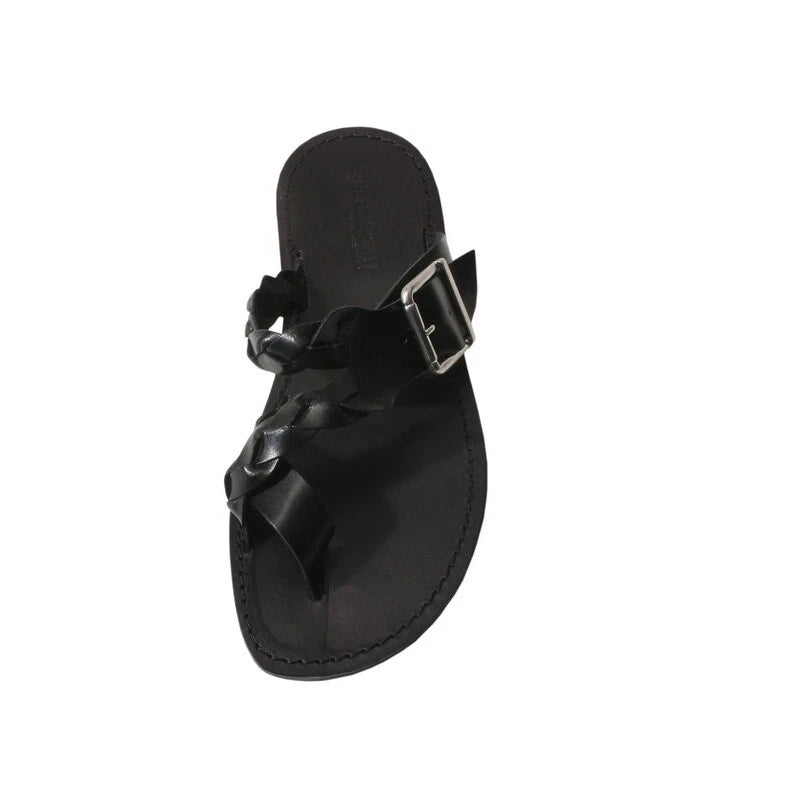 Men's Leather Flip Flops Sandals Slippers Summer Shoes Salento Black