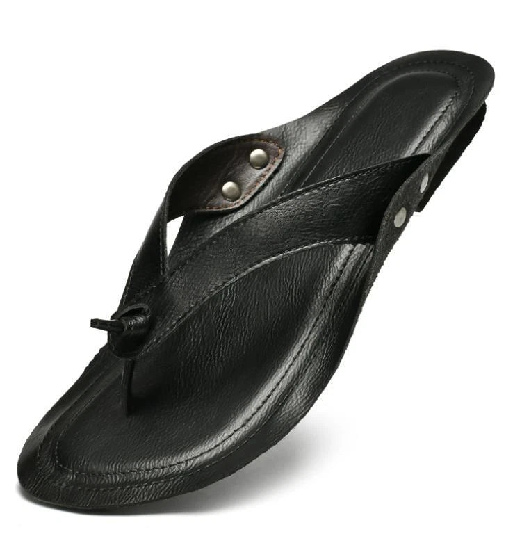 Mens Summer Flat Clip Toe Slipper Sandals Soft Fisherman Shoe Beach Pump Brown
