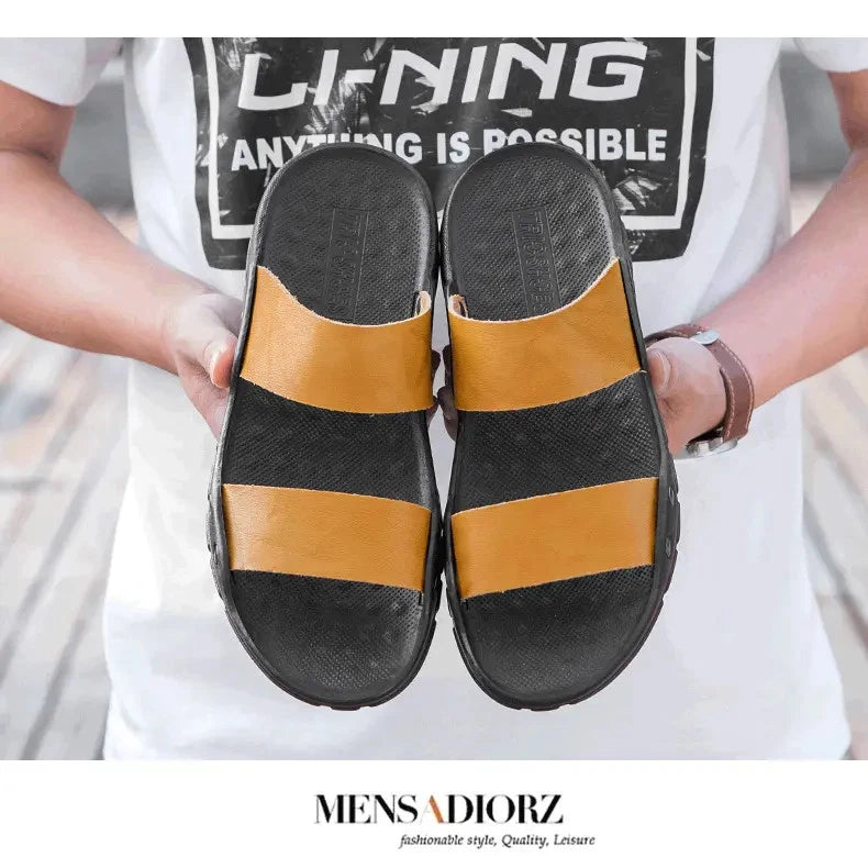38-48 Sz Mens Open Toe Slip on Slippers Sandals Beach Holiday Summer Flats Shoes
