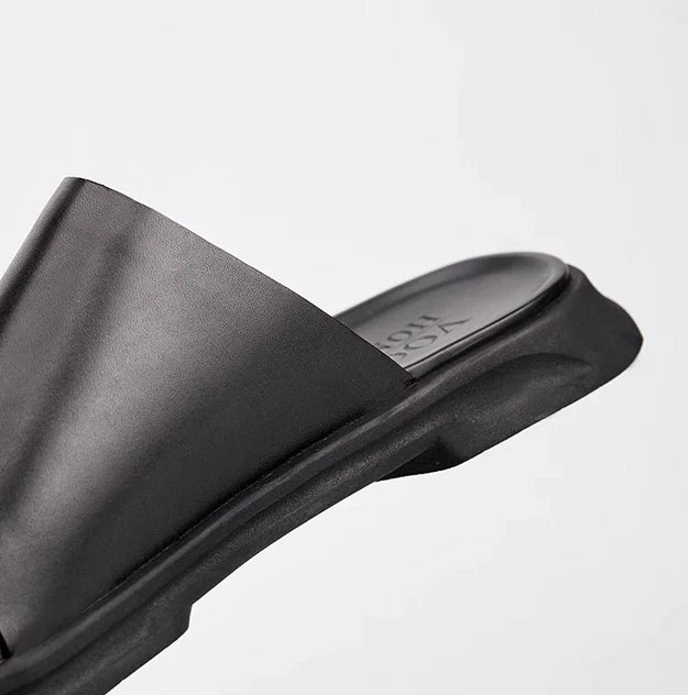 Men's Shoes Slippers Leather Casual Flip Flops Platform Sandals Beach Shoes