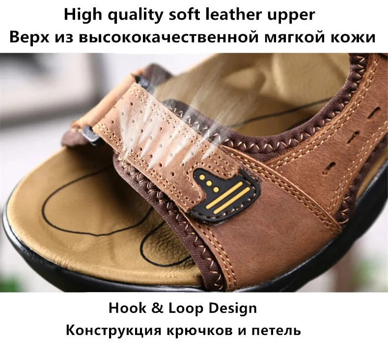 Casual Men's Leather Soft Sandals Comfortable Shoes Summer Beach Slippers Size13