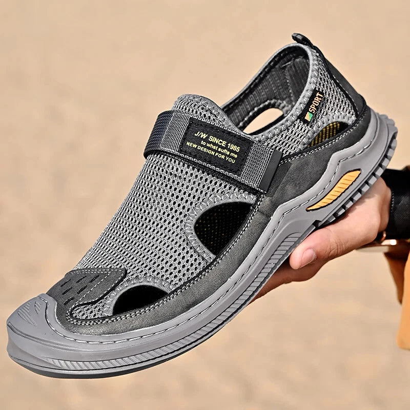 Men Sandals Summer Breathable Mesh Slip On Flats Outdoor Beach Casual Shoes