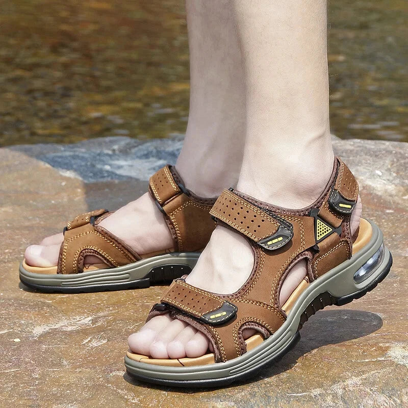 Summer Comfortable Men's Sandals Leather Breathable Slippers Outdoor Beach Shoes