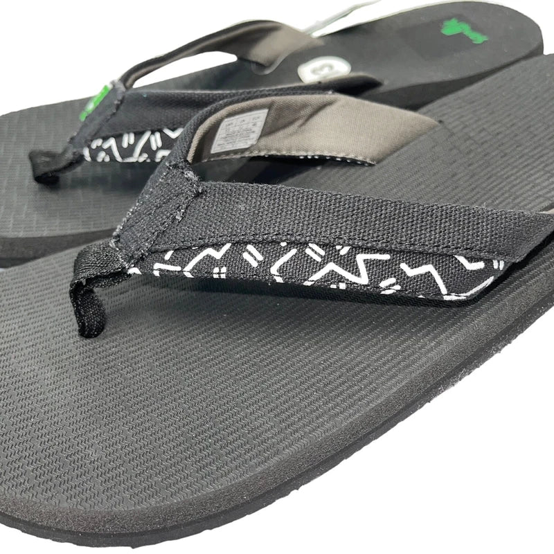 Sanuk Flip Flops Mens Black Canvas Comfort Sandals Slipper Beer Cozy Light Funk