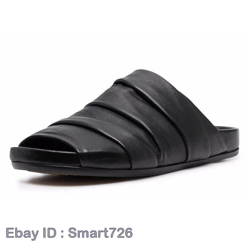 Roman Style Mens Slip On Sandals Slippers Real Leather Flats Beach Holiday Shoes