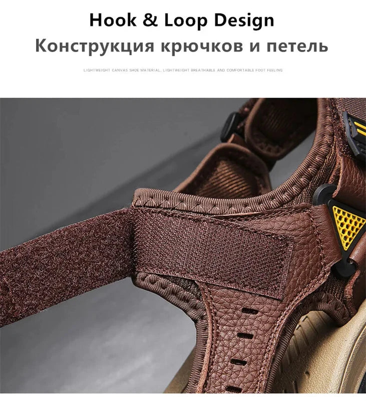 Summer Beach Men's Sandals Leather Outdoor Non-slip Wading Shoes Casual Slippers
