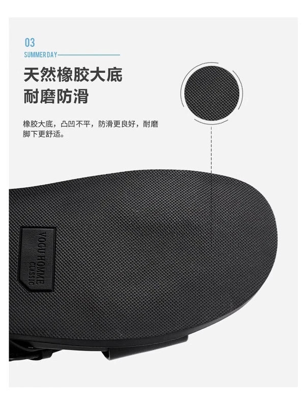 Men Cowhide Casual Slipper Summer Outdoor Breathable Genuine Leather Beach Shoes