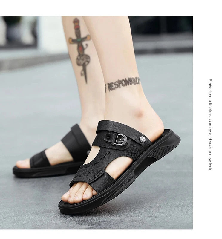 Summer Men's Sandals Breathable Non-Slip Outdoor Slippers Soft Sole Beach Shoes