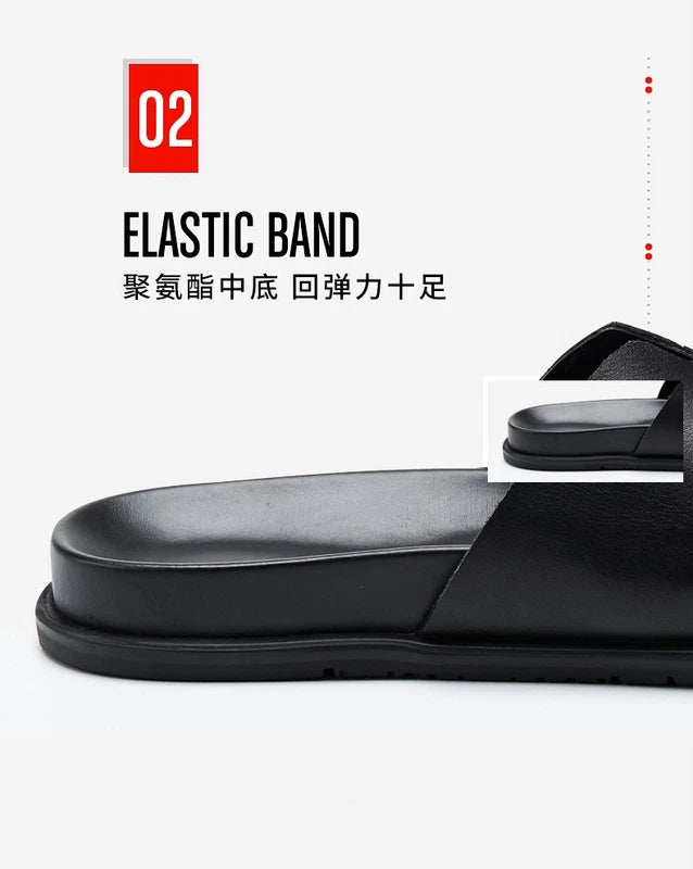 Mens Open Toe Real Leather Sandals Slipper Outdoor Beach Holiday Shoes Summer Sz